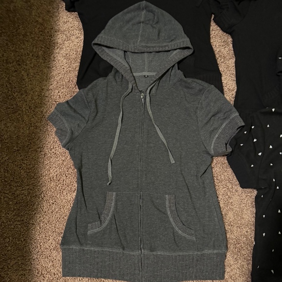 4 MISS MOLY Women's Short Sleeve Hoodie Full Zip Up Cotton Slim Fit Sweatshirt - Picture 7 of 10